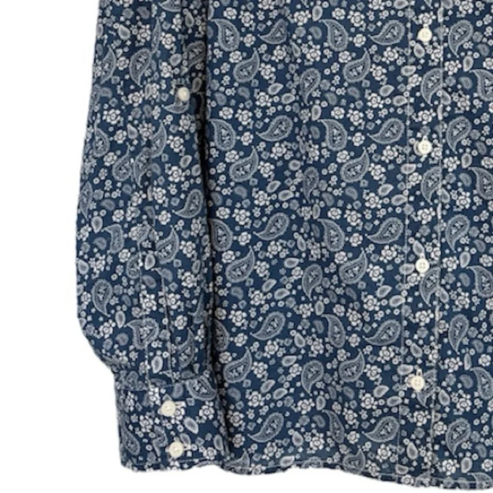 Vintage Floral Blouse Tommy Hilfiger Chambray Blue Cotton Minimalist Size XL - Picture 14 of 17